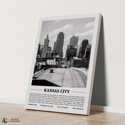 Kansas City Black & White City Print