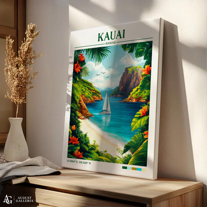 Kauai Hawaii Retro Travel Print