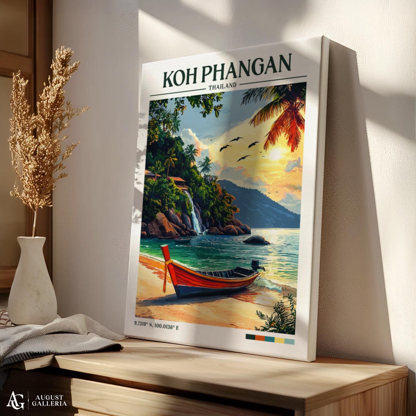 Koh Phangan Thailand Retro Travel Print