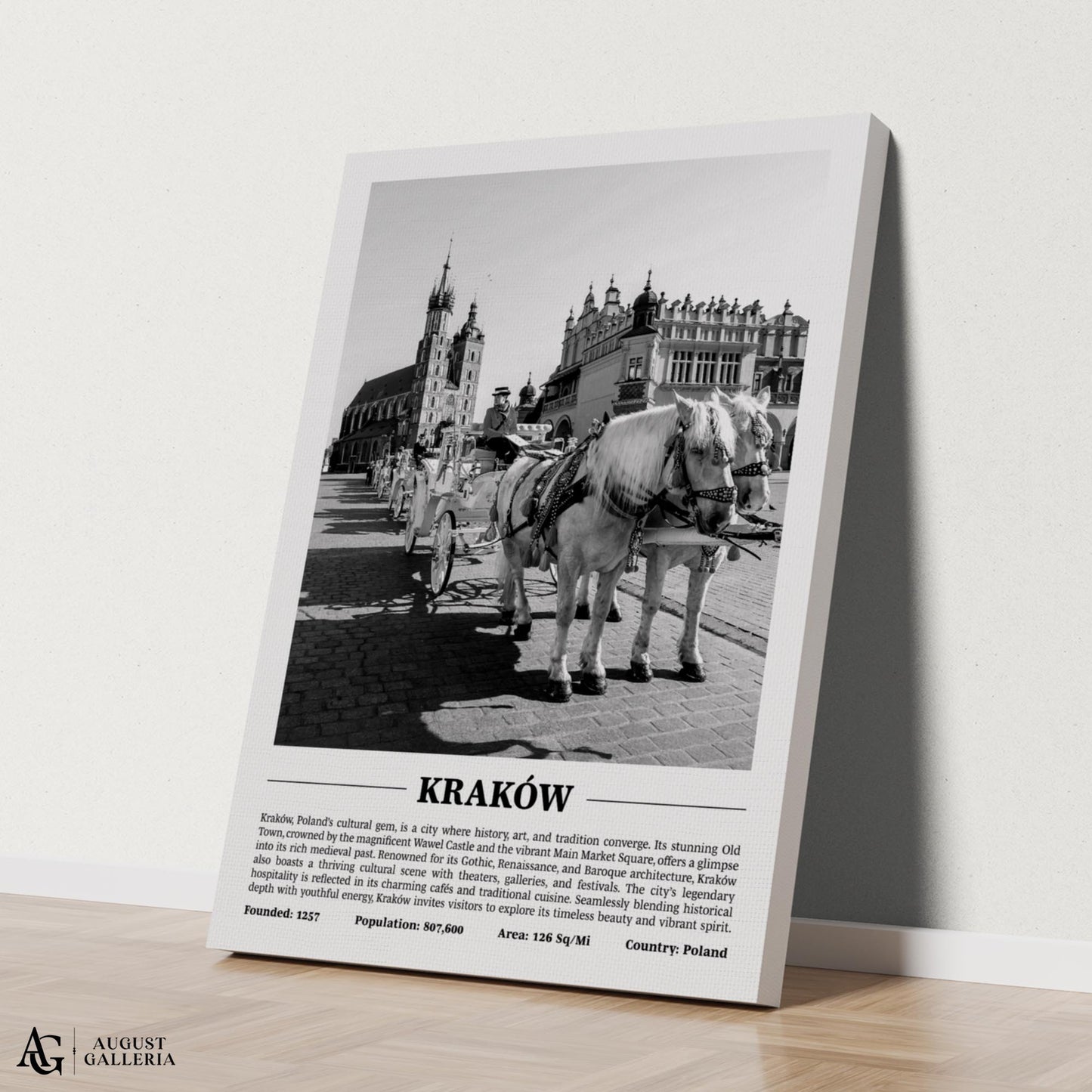 Kraków Black & White City Print