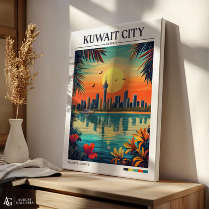 Kuwait City Retro Travel Print