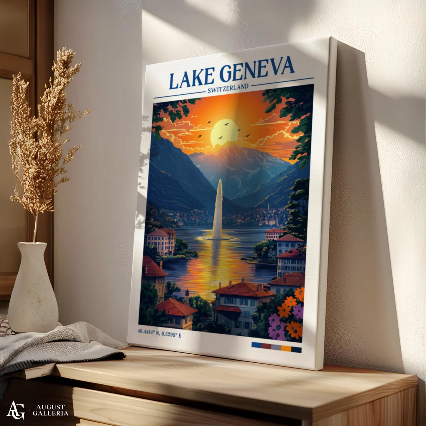 Lake Geneva Retro Travel Print