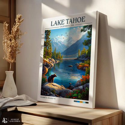 Lake Tahoe Retro Travel Print