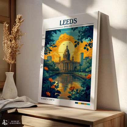 Leeds England Retro Travel Print