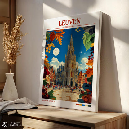 Leuven Belgium Retro Travel Print