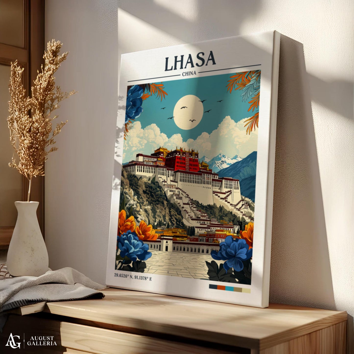 Lhasa China Retro Travel Print