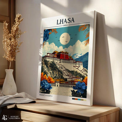 Lhasa China Retro Travel Print