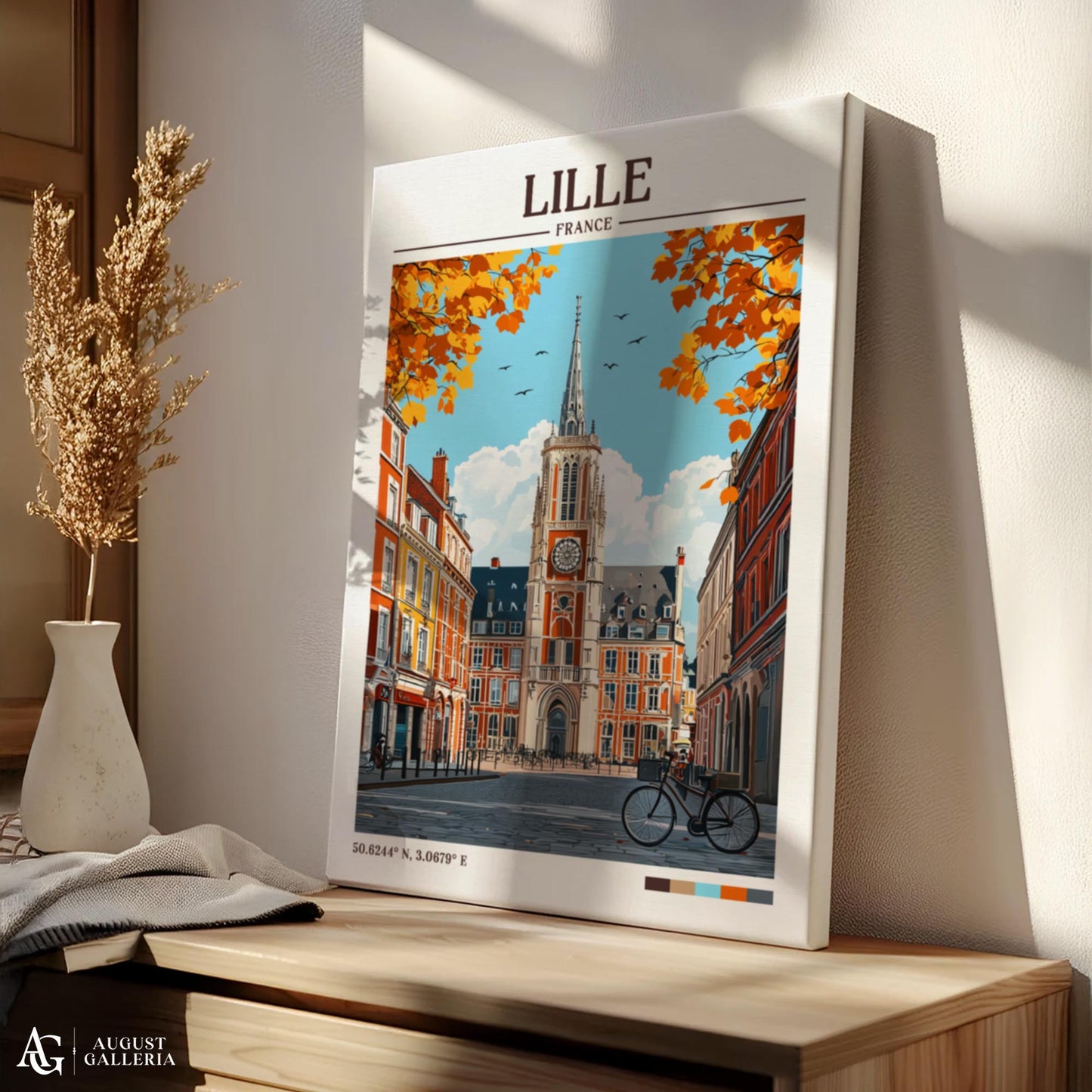 Lille France Retro Travel Print