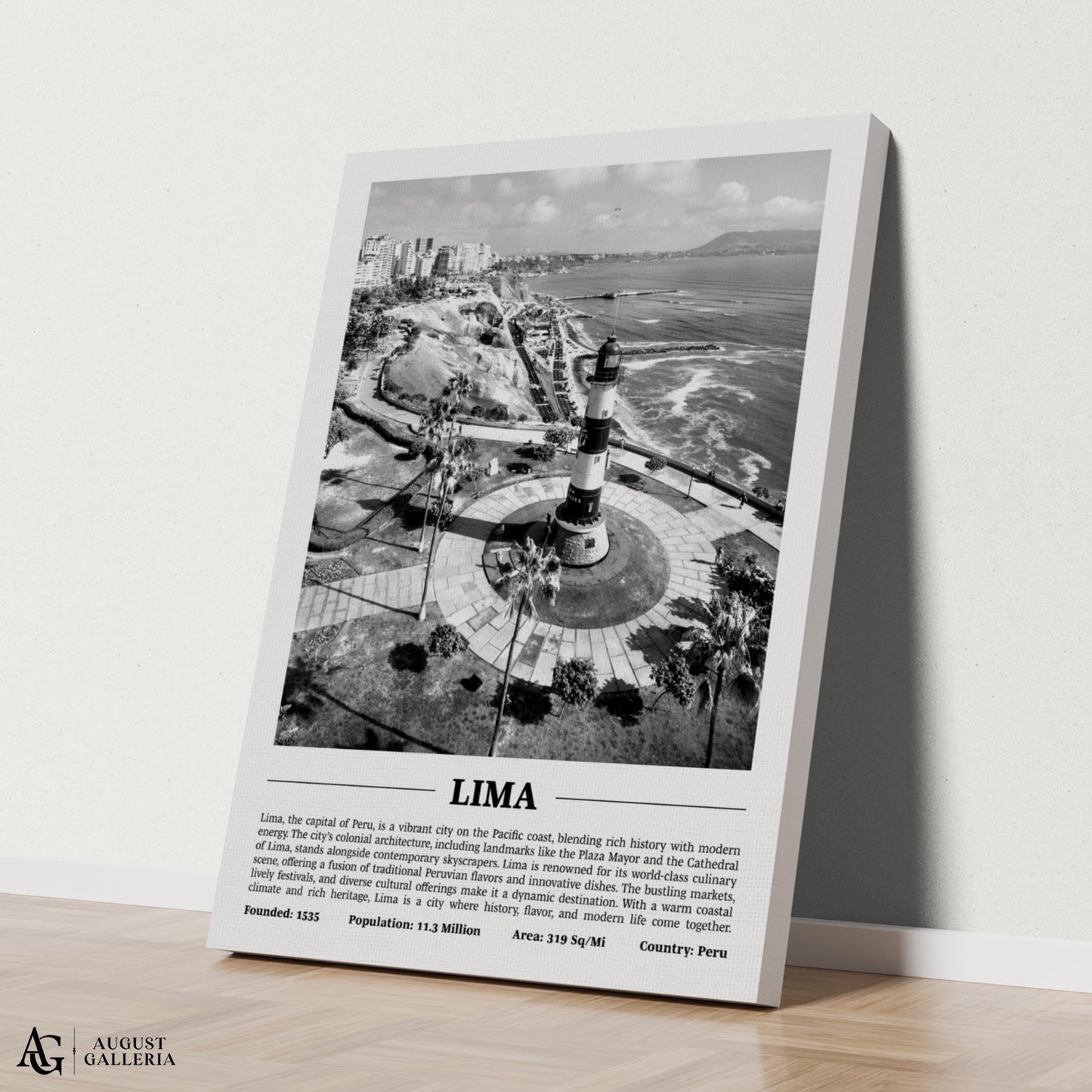 Lima Black & White City Print