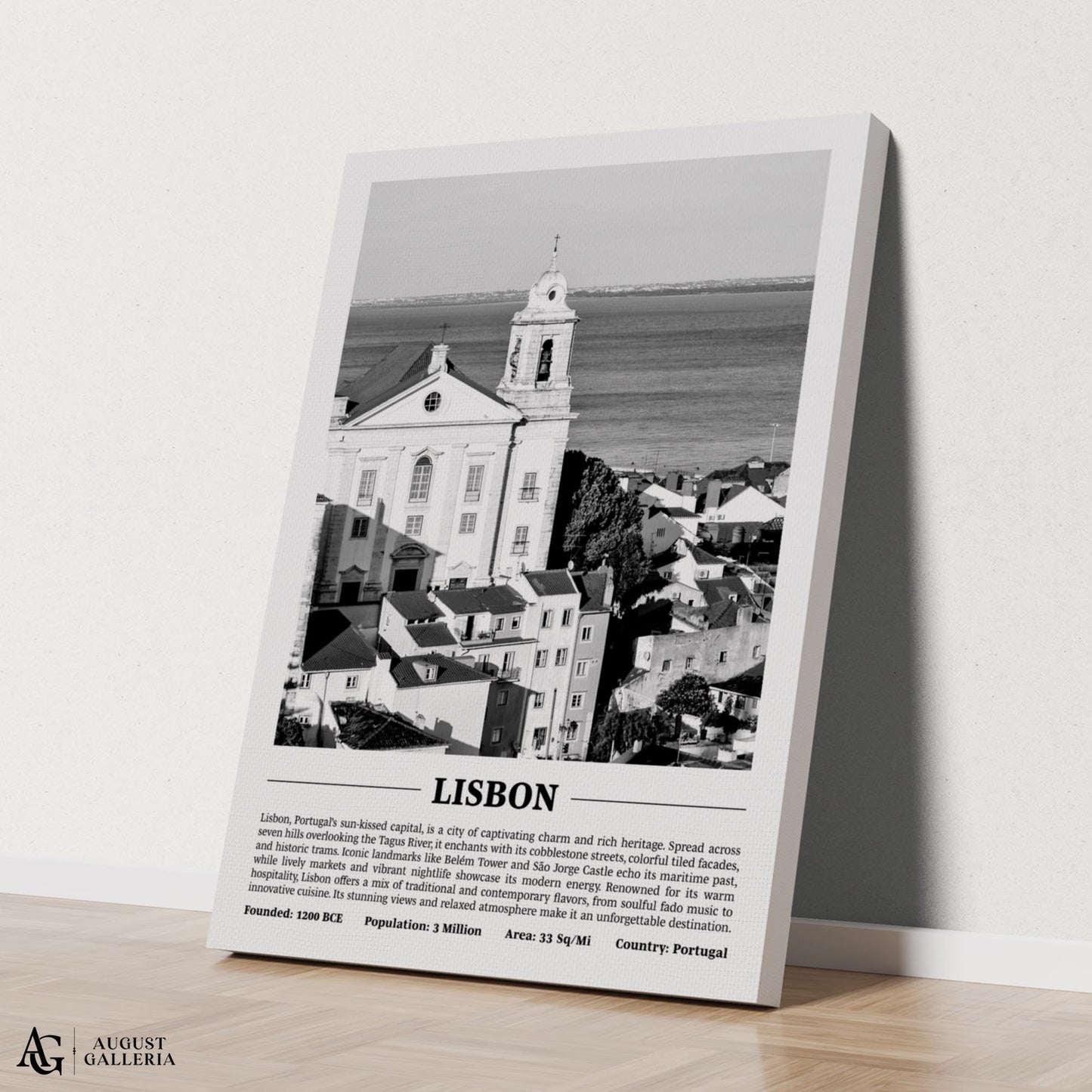 Lisbon Black & White City Print