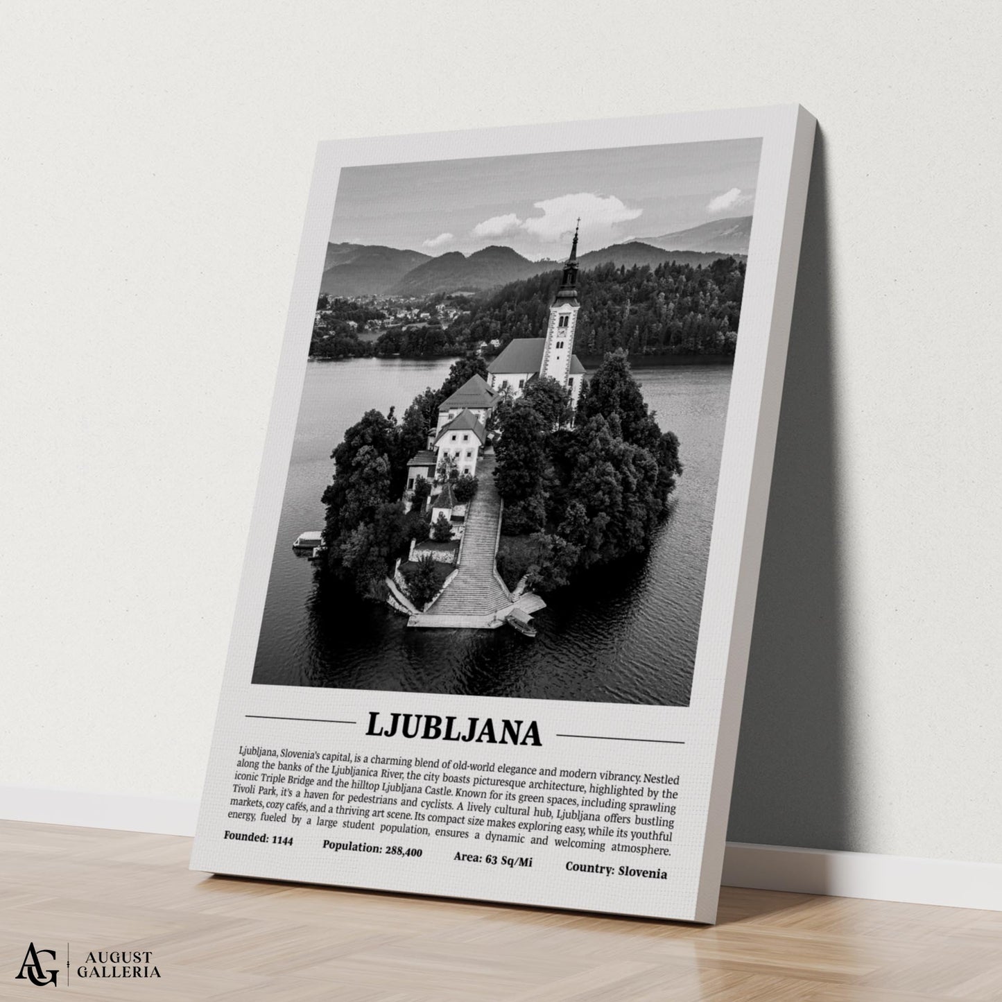 Ljubljana Black & White City Print