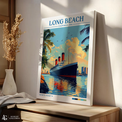 Long Beach California Retro Travel Print