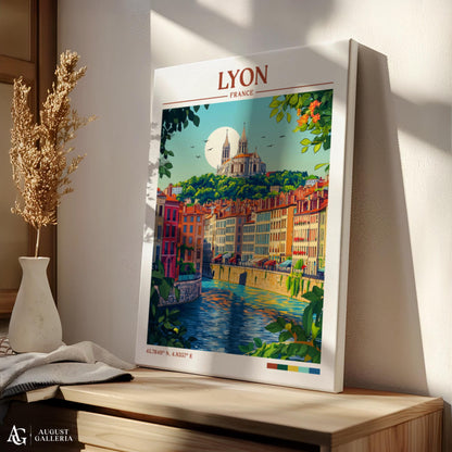 Lyon France Retro Travel Print