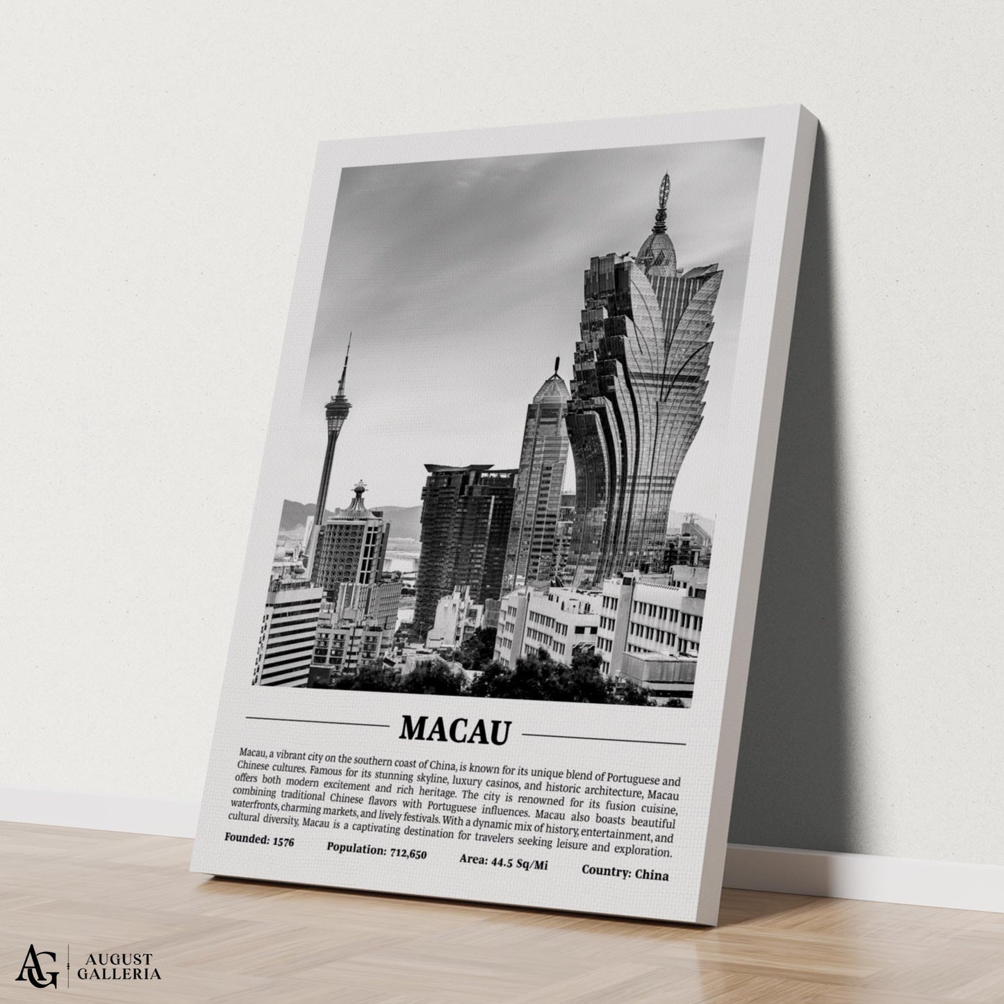 Macau Black & White City Print