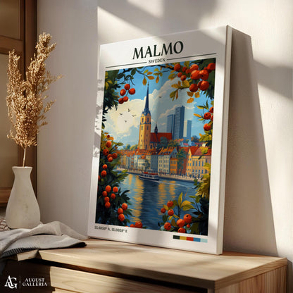 Malmö Sweden Retro Travel Print