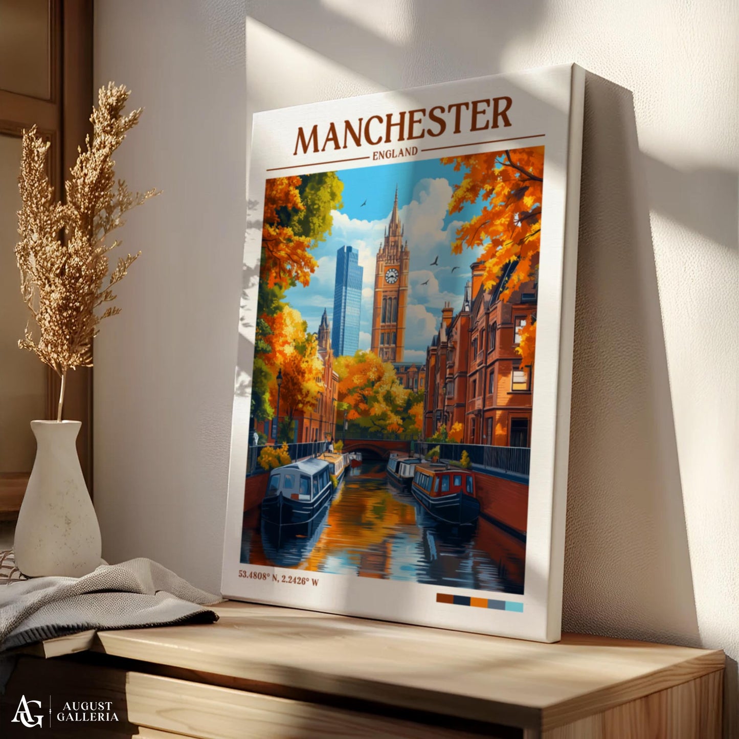 Manchester England Retro Travel Print
