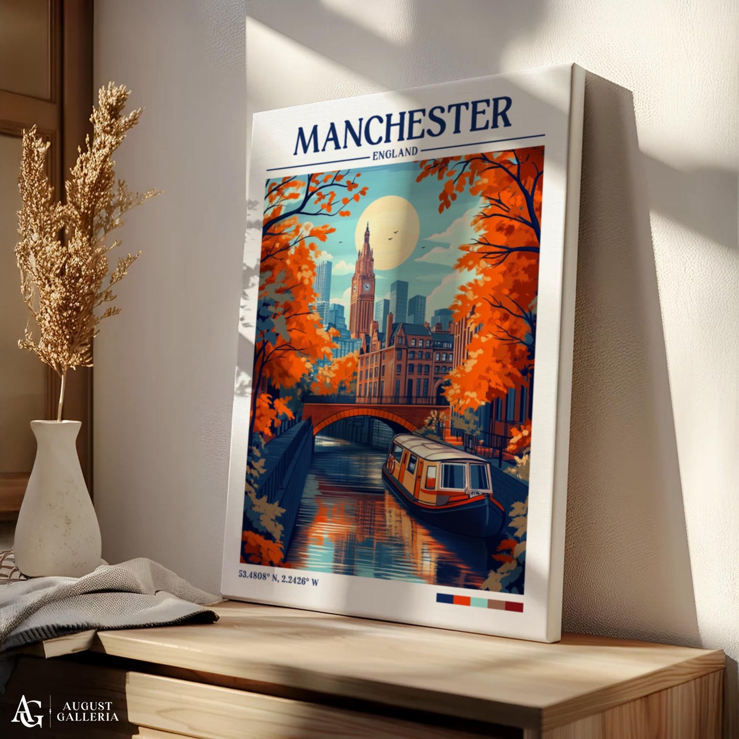 Manchester England Retro Travel Print