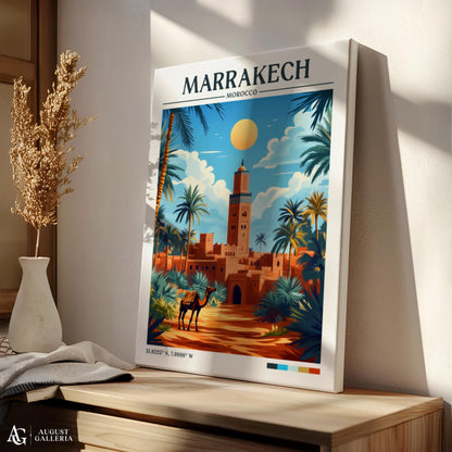 Marrakech Morocco Retro Travel Print