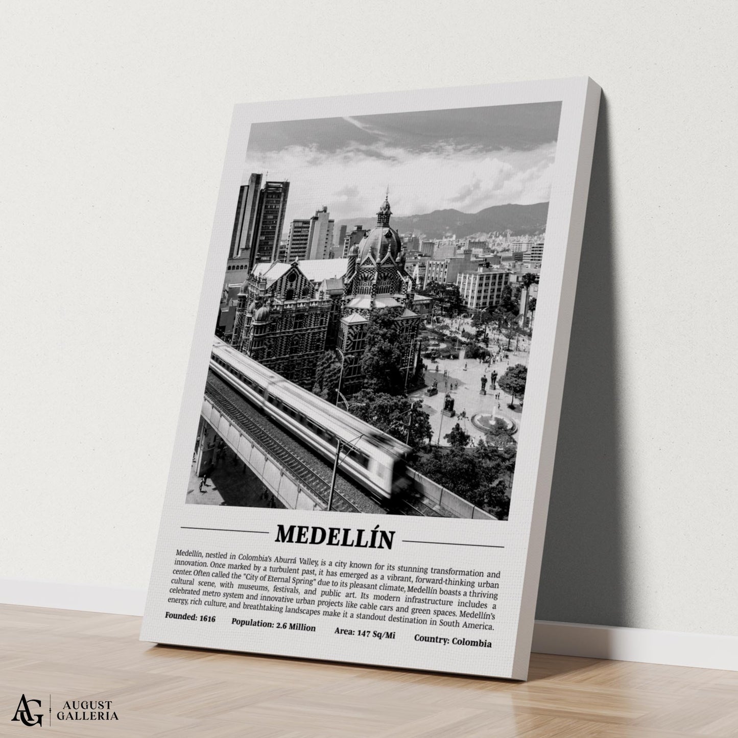 Medellín Black & White City Print