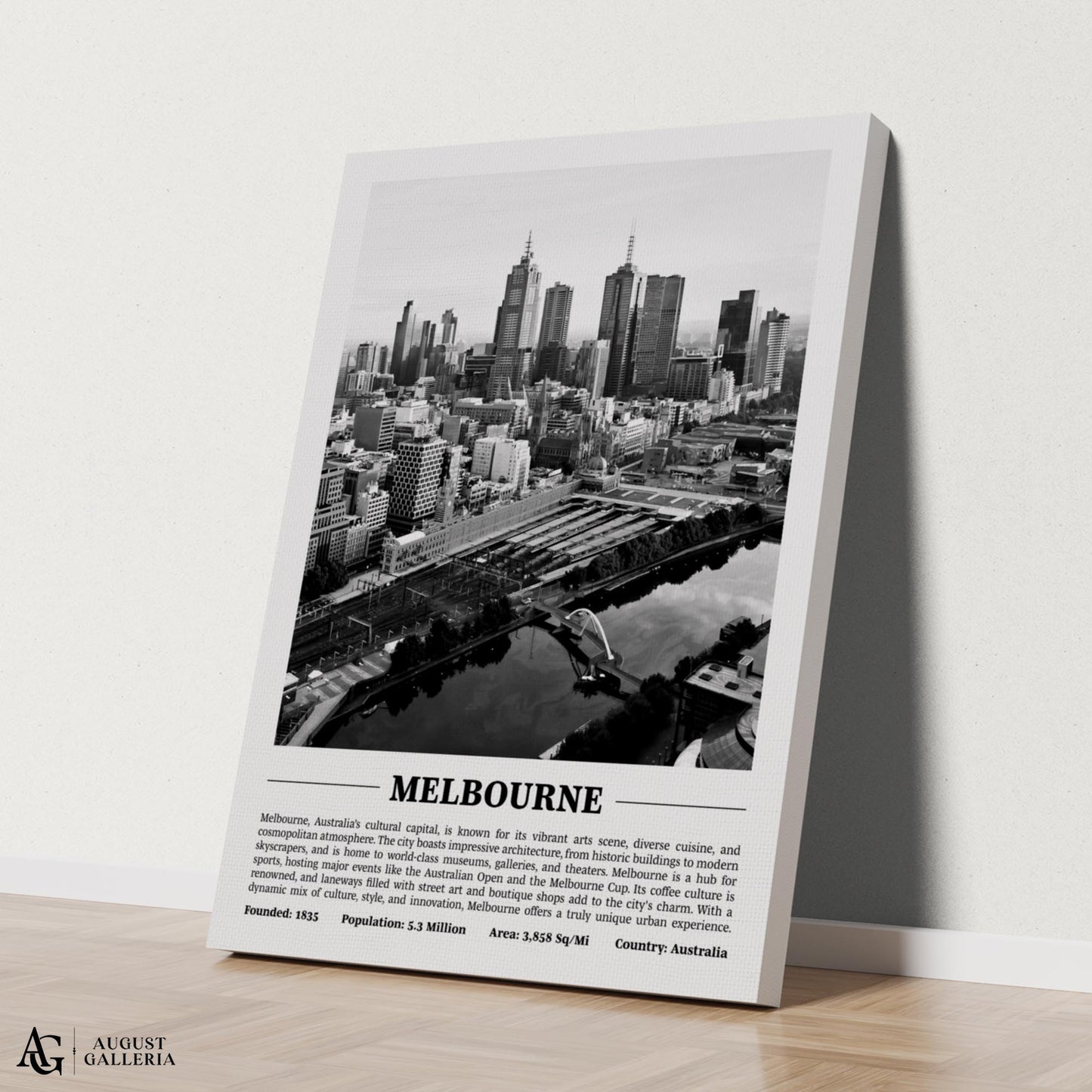 Melbourne Black & White City Print