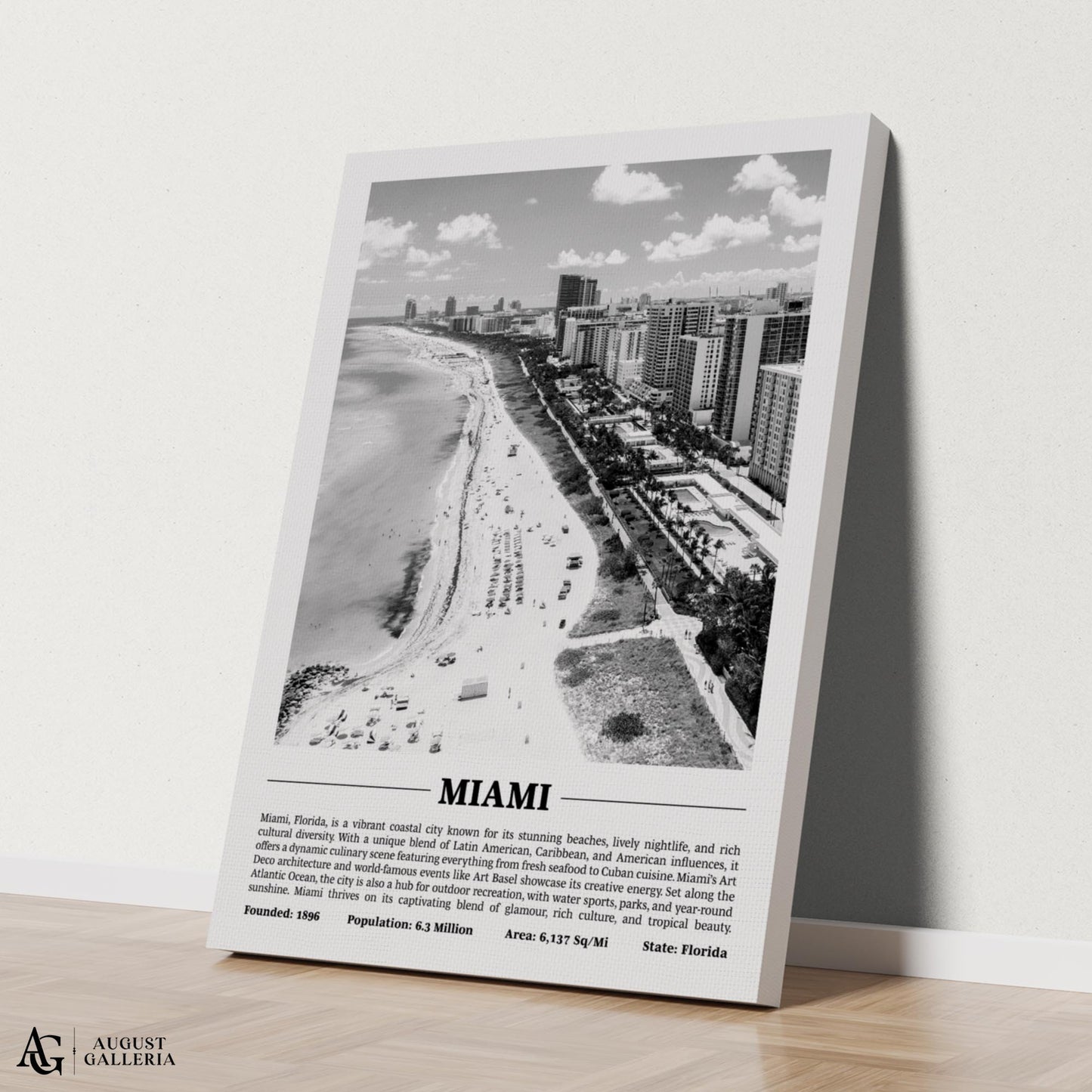 Miami Black & White City Print