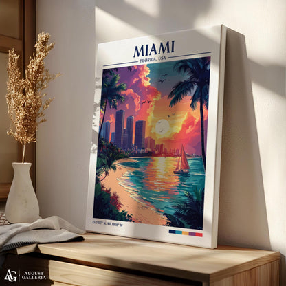 Miami Florida Retro Travel Print