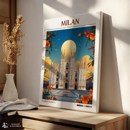 Milan Italy Retro Travel Print