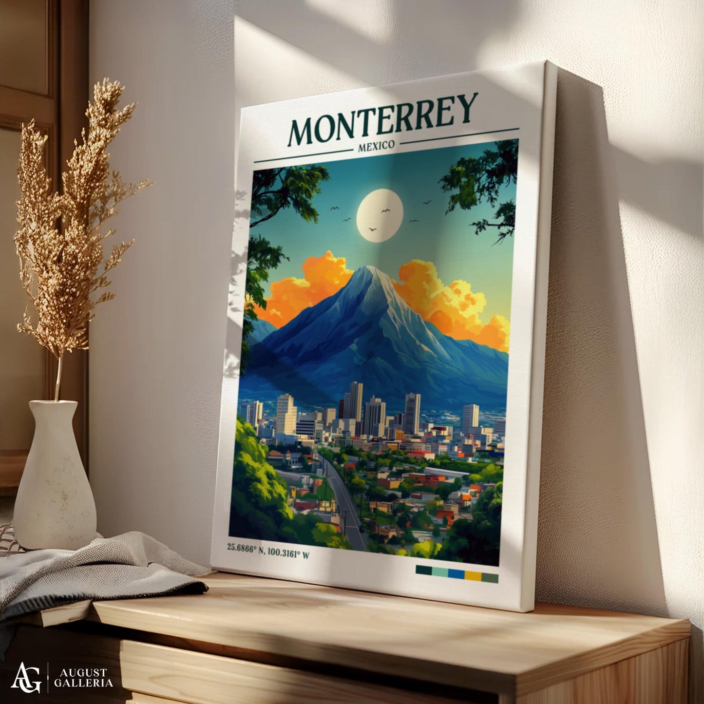 Monterrey Mexico Retro Travel Print
