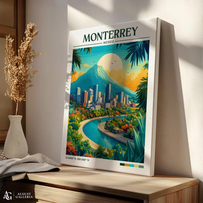 Monterrey Mexico Retro Travel Print