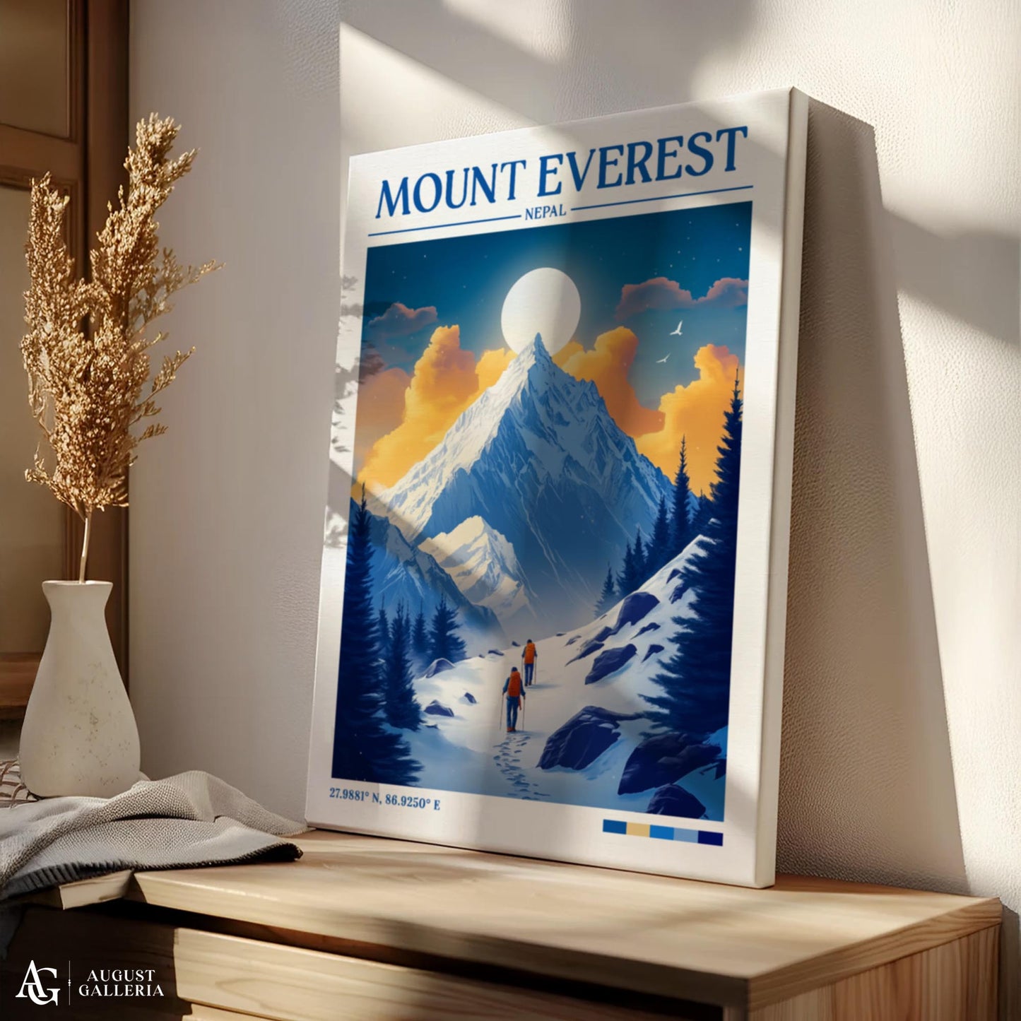 Mount Everest Retro Travel Print