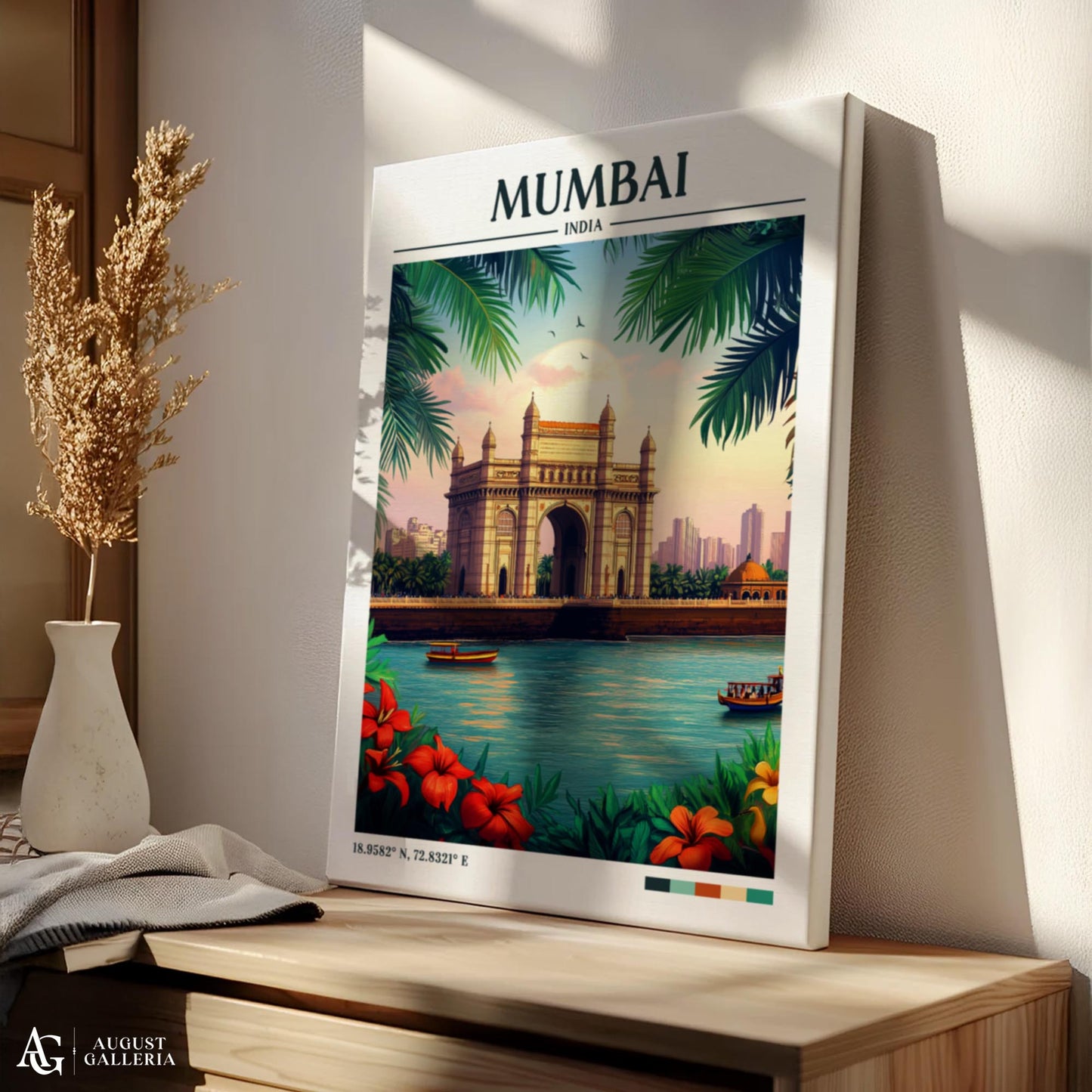 Mumbai India Retro Travel Print