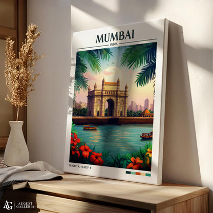 Mumbai India Retro Travel Print