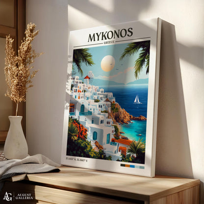 Mykonos Greece Retro Travel Print