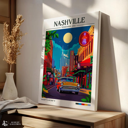Nashville Tennessee Retro Travel Print