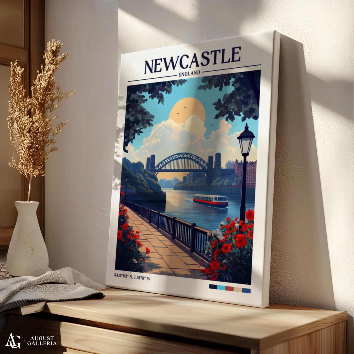 Newcastle England Retro Travel Print