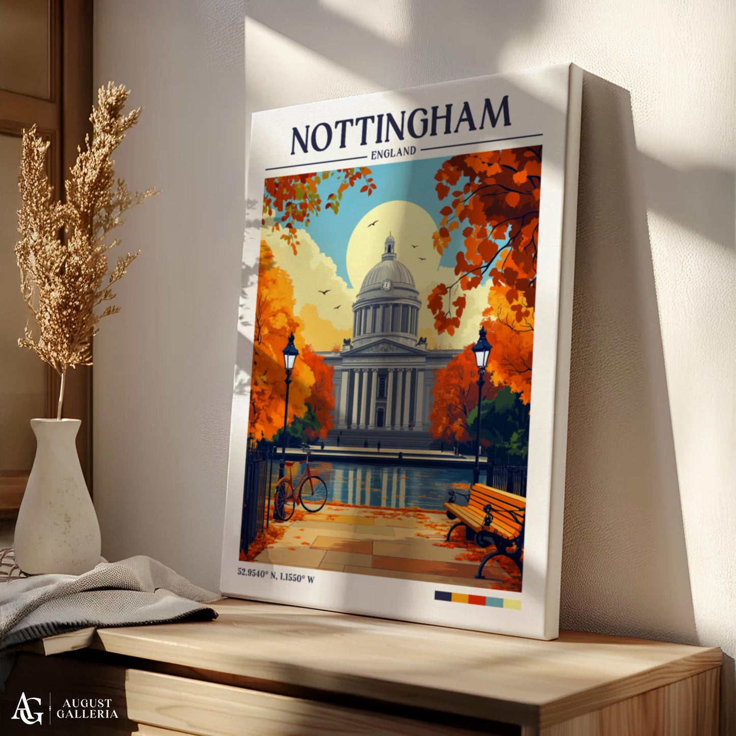 Nottingham England Retro Travel Print