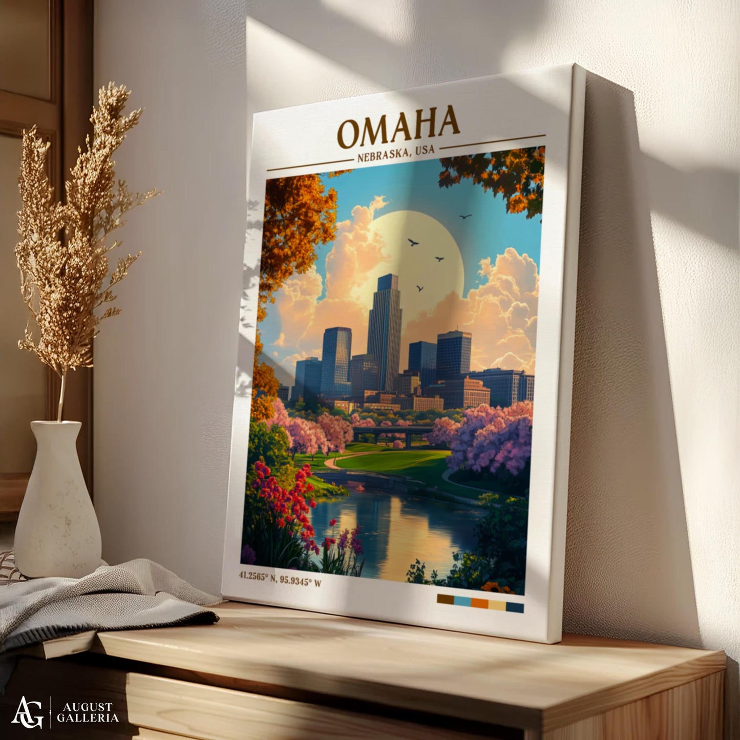 Omaha Nebraska Retro Travel Print