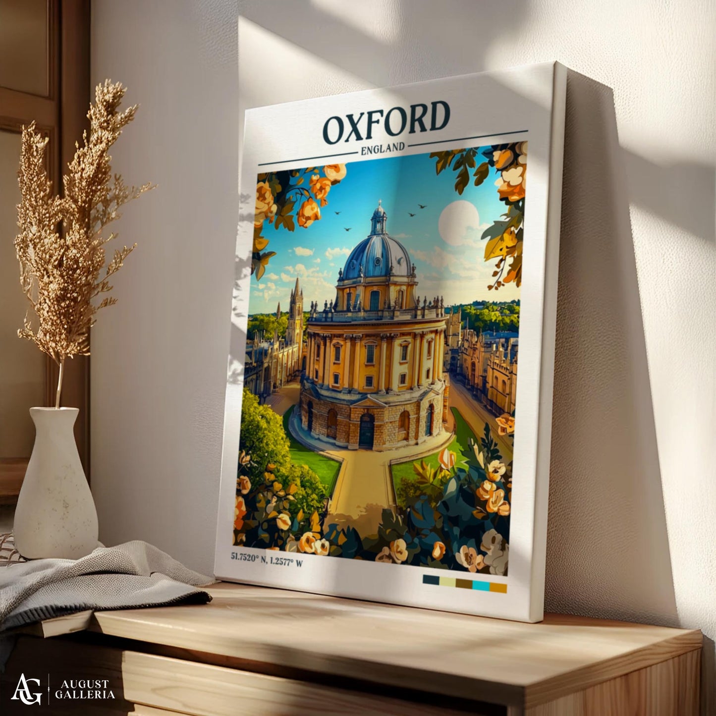 Oxford England Retro Travel Print