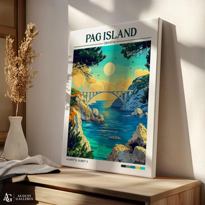 Pag Island Retro Travel Print
