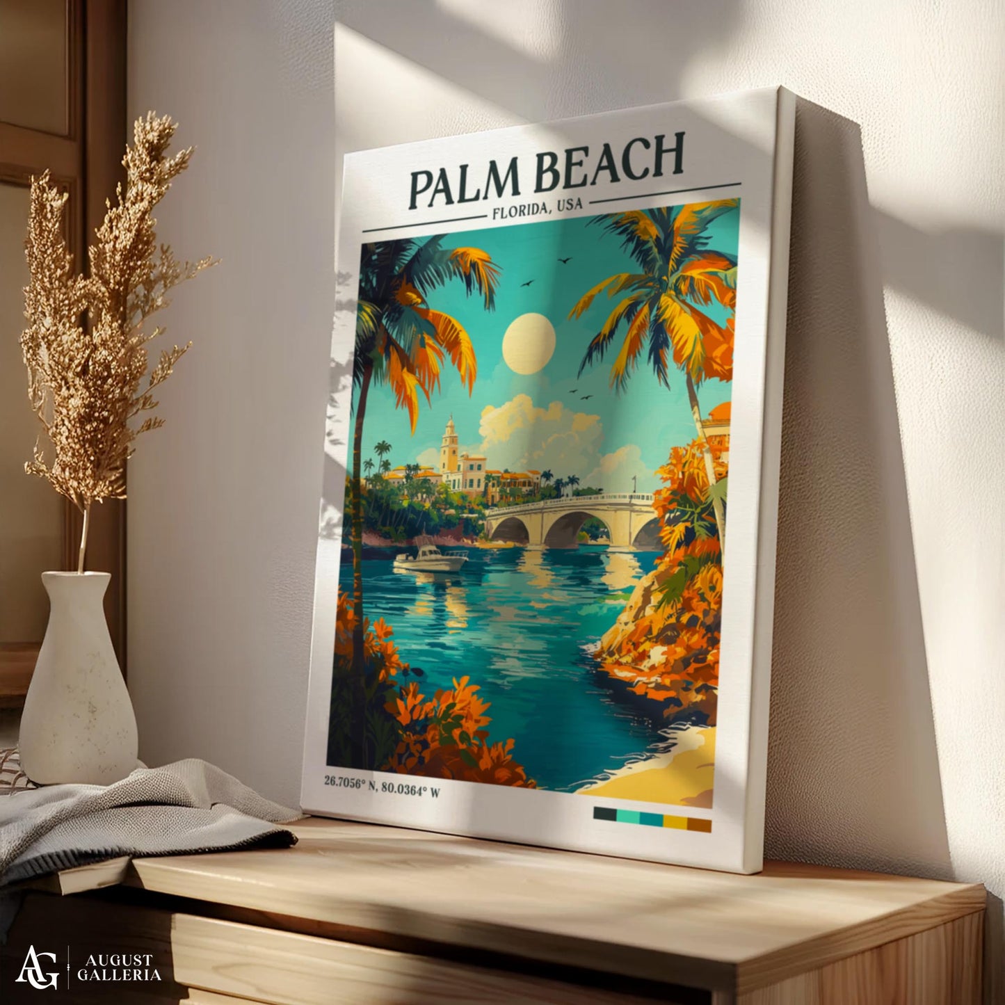 Palm Beach Florida Retro Travel Print