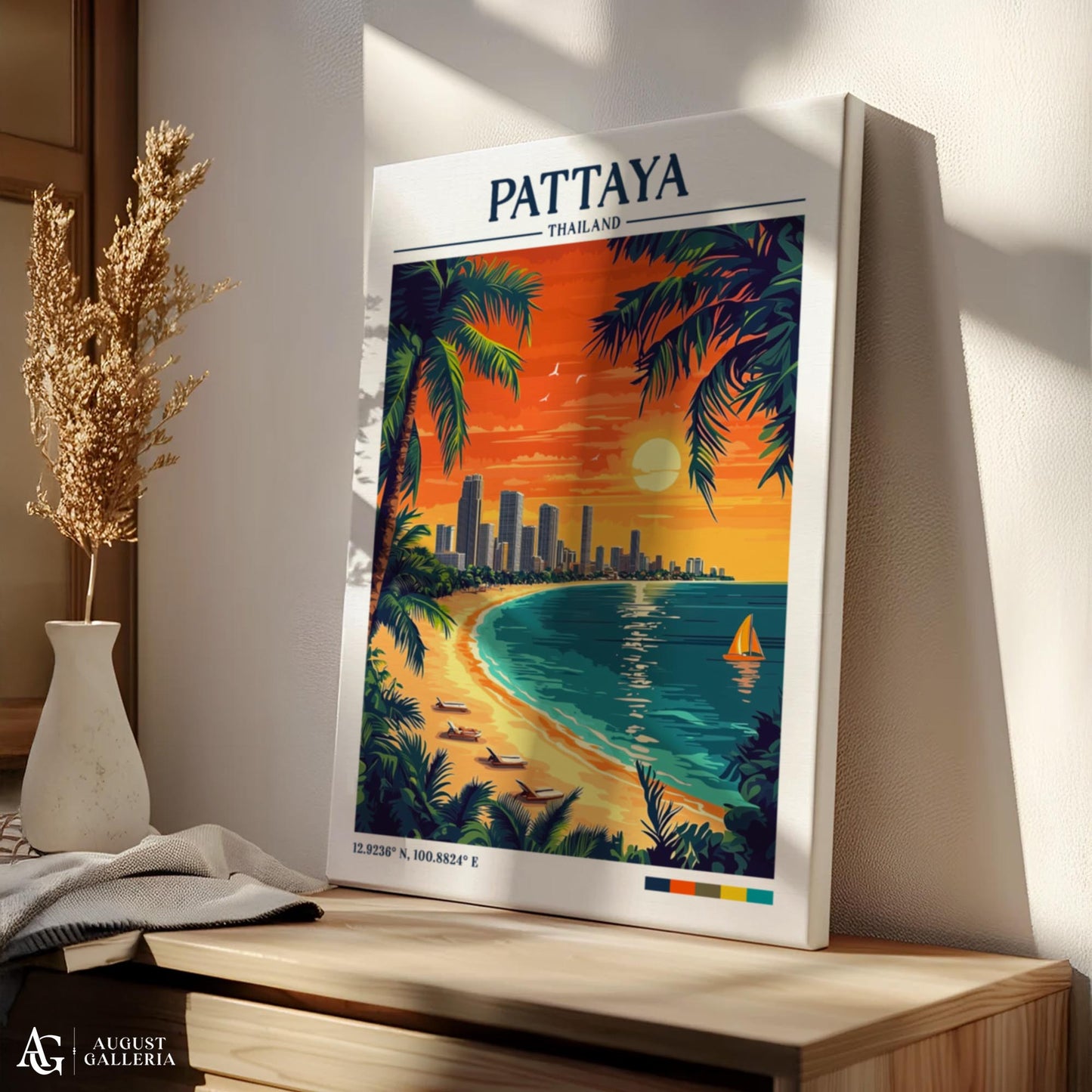 Pattaya Thailand Retro Travel Print