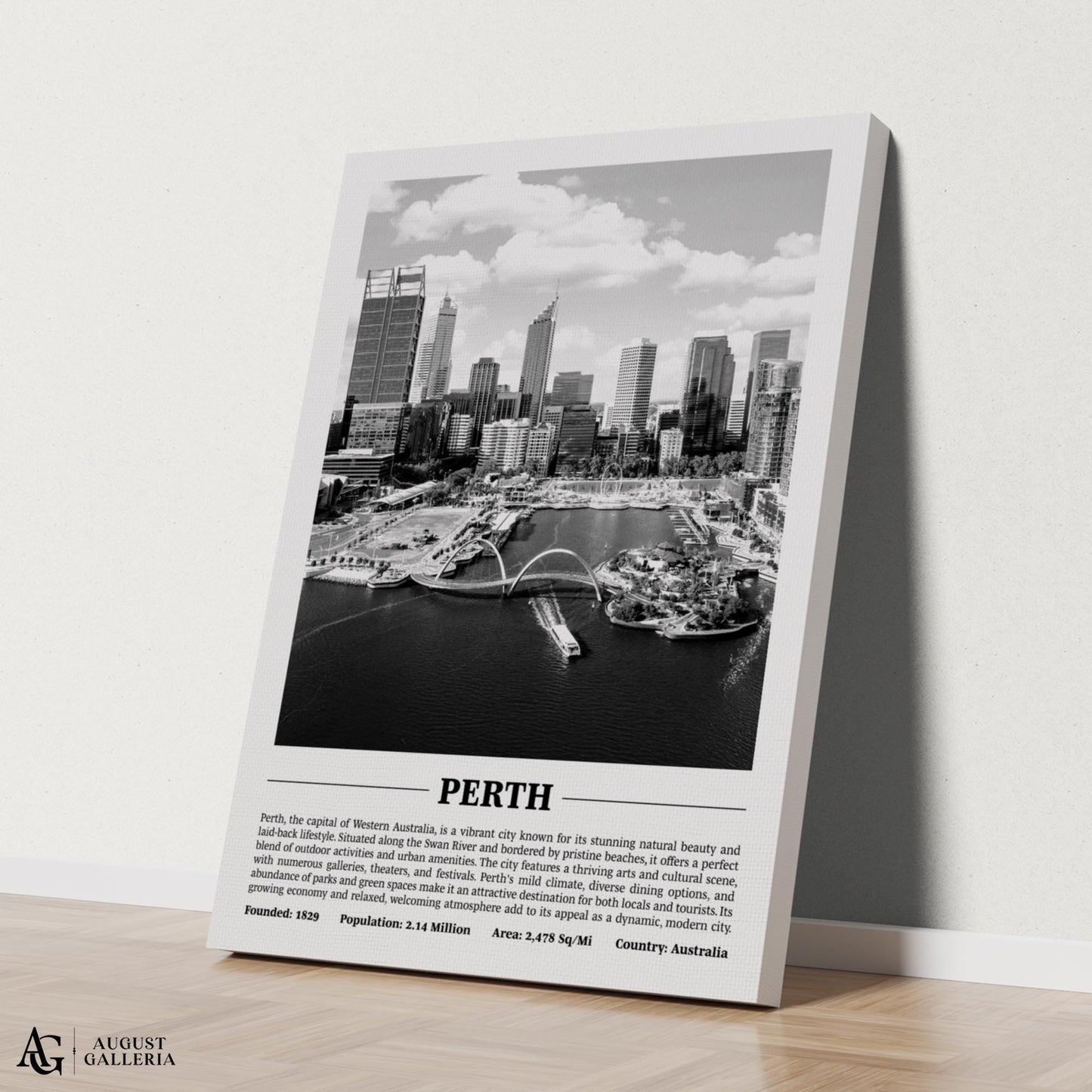 Perth Black & White City Print