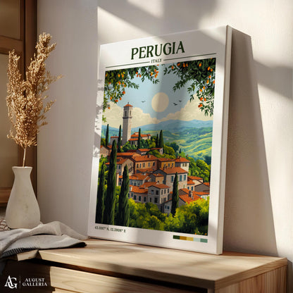 Perugia Italy Retro Travel Print