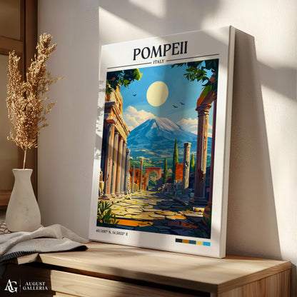 Pompeii Italy Retro Travel Print
