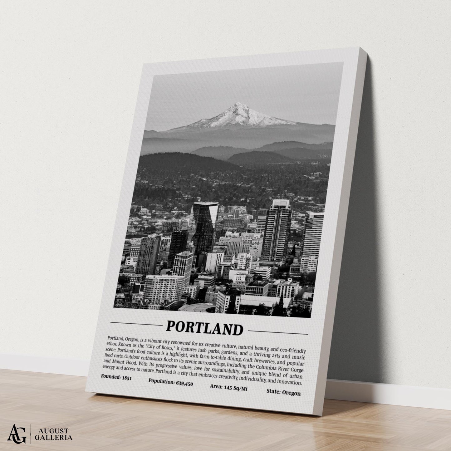 Portland Black & White City Print