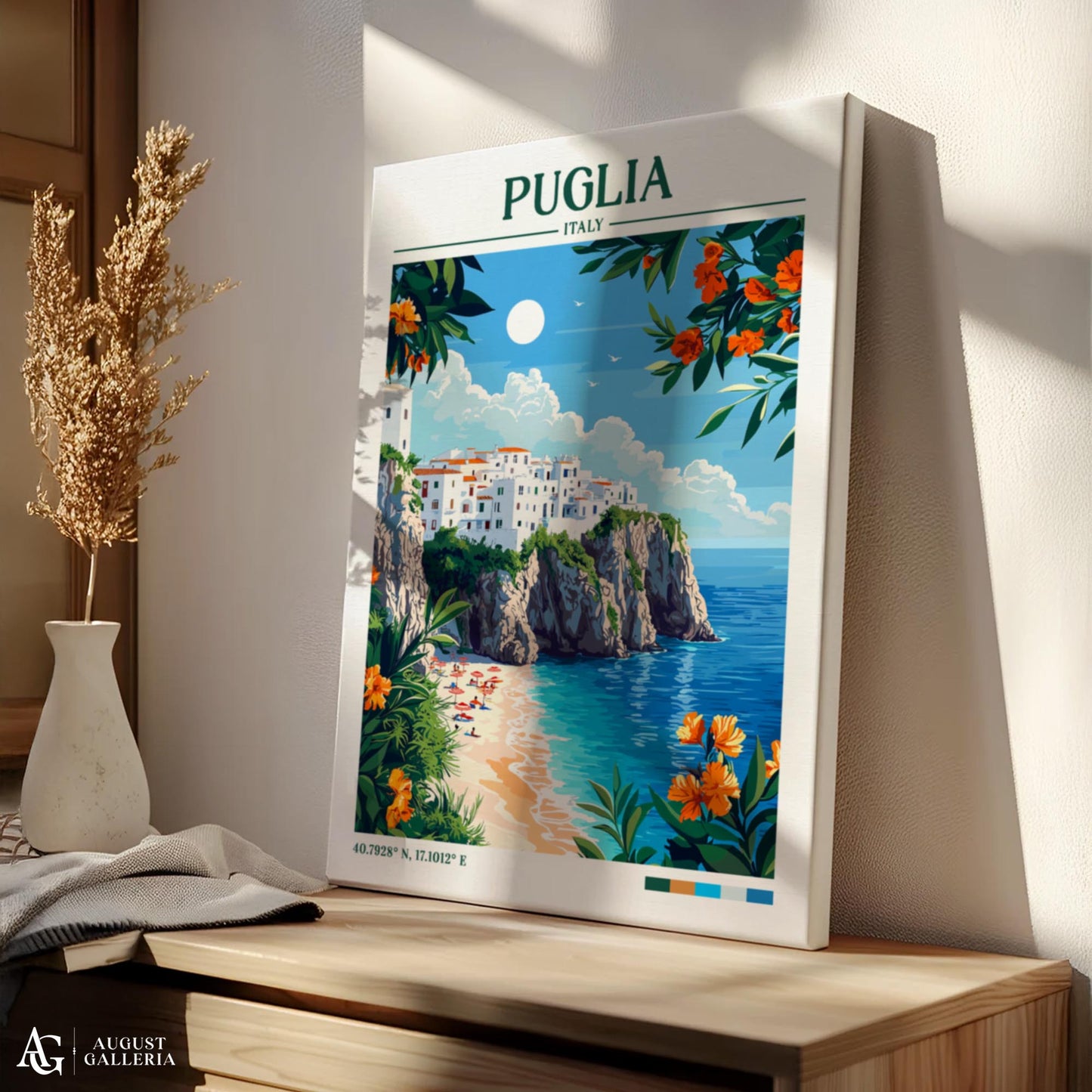 Puglia Italy Retro Travel Print