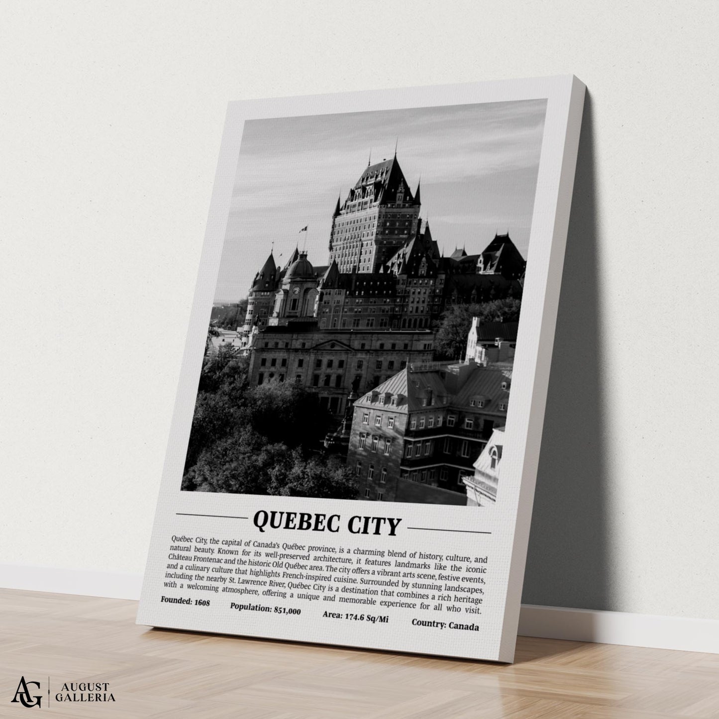 Quebec City Black & White City Print