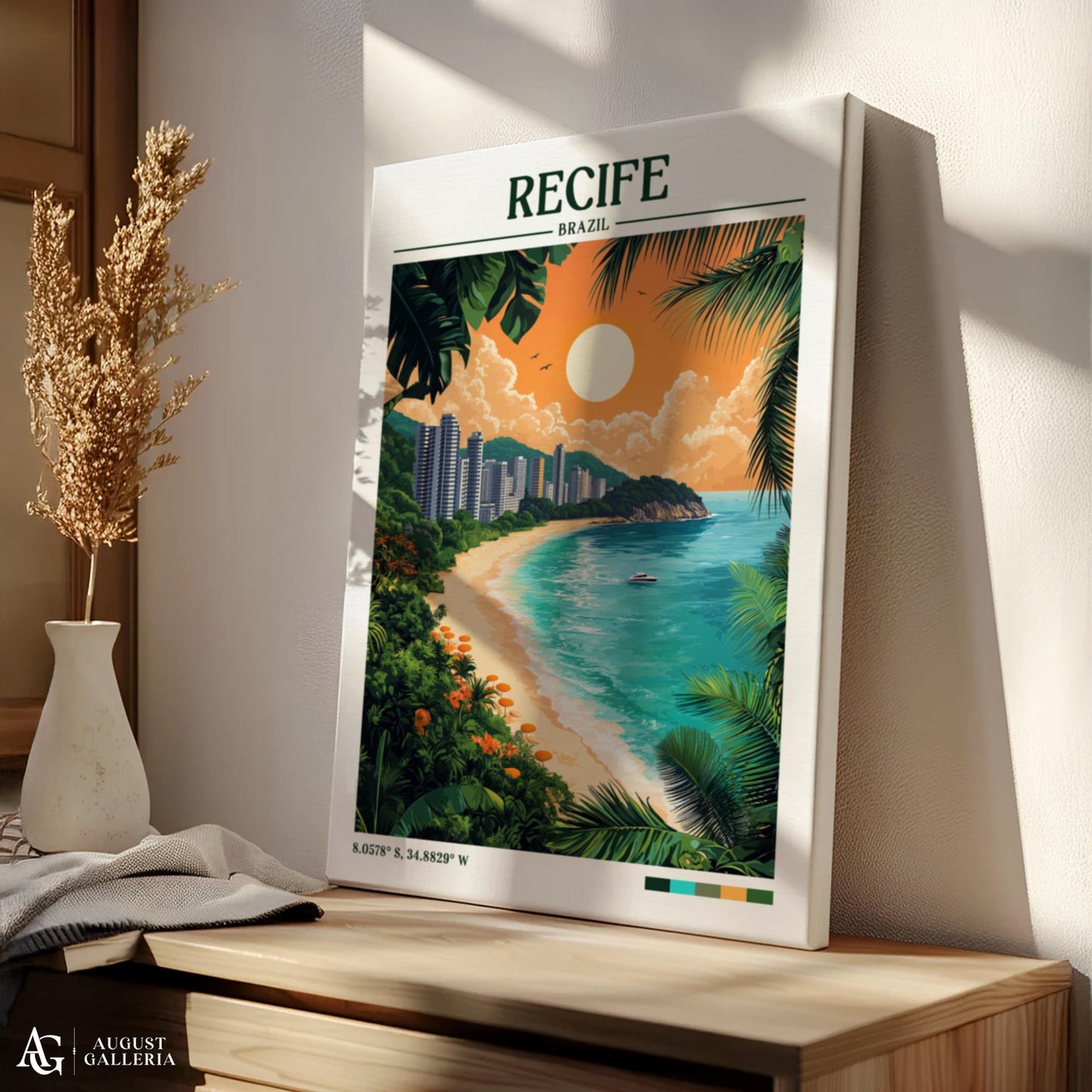Recife Brazil Retro Travel Print