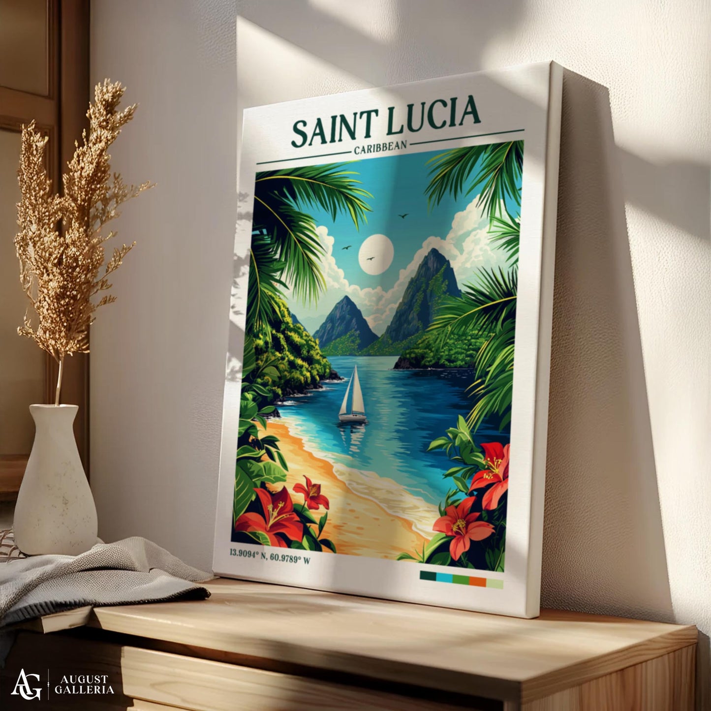 Saint Lucia Retro Travel Print