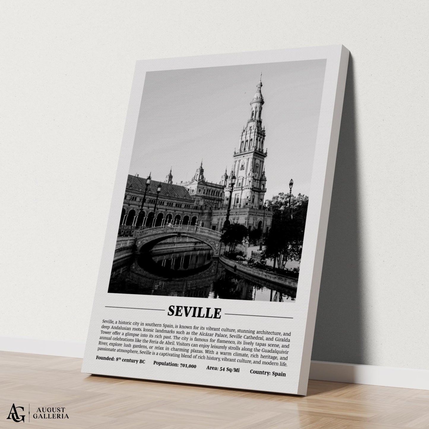 Seville Black & White City Print